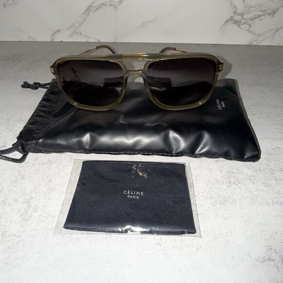 Celine Square Gold CL400271 Blogger Retro Style Gradient Sunglasses $422 Retail - Picture 2 of 12